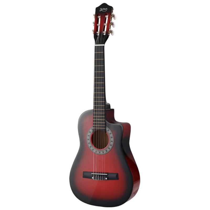 Alpha 34 Inch Classical Guitar Wooden Body Nylon String Beginner Red