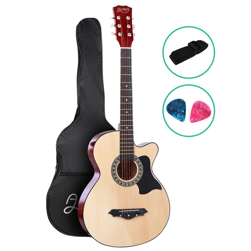 Acoustic Guitar Cutaway | Alpha 38 Inch | Steel Strings | Wood - Audio & Video > Musical Instrument & Accessories > Guitars - Fosmore