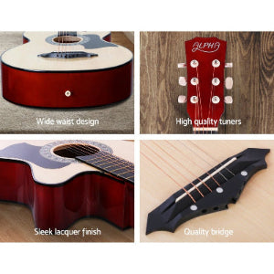 Acoustic Guitar Cutaway | Alpha 38 Inch | Steel Strings | Wood - Audio & Video > Musical Instrument & Accessories > Guitars - Fosmore