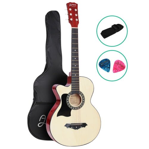 Left Handed Acoustic Guitar | Alpha 38 Inch | Steel Strings | Natural -> Musical Instrument & Accessories > Guitars - Fosmore