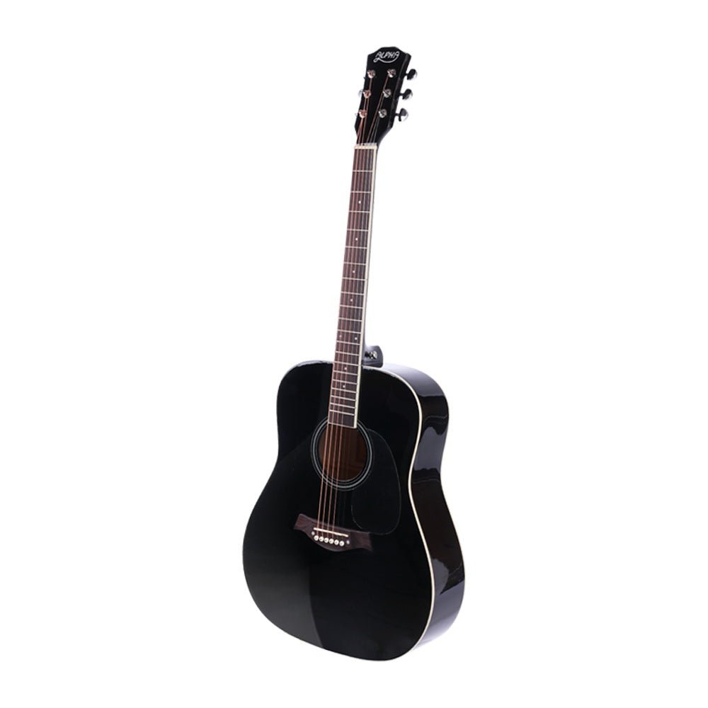 Acoustic Guitar Dreadnought | Alpha 41 Inch | Steel Strings | Black -> Musical Instrument & Accessories > Guitars - Fosmore