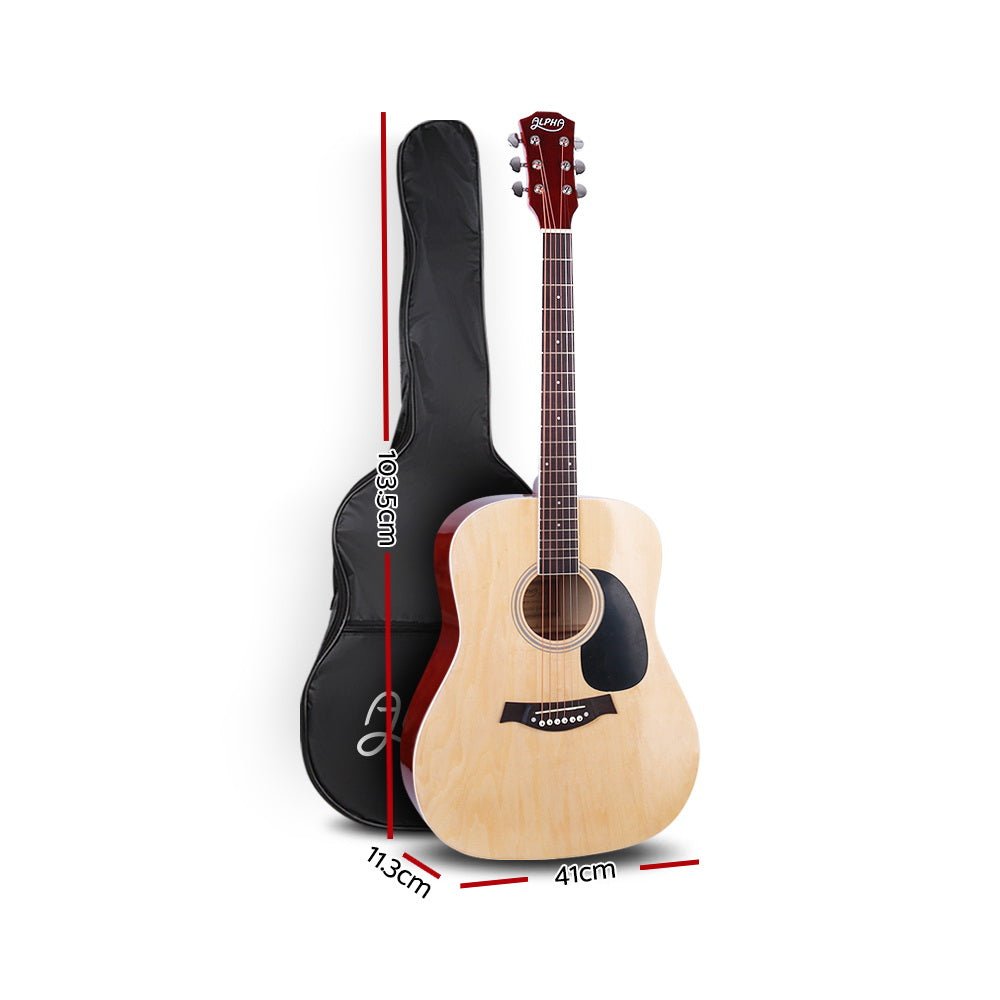 Acoustic Guitar Dreadnought | Alpha 41 Inch | Steel Strings | Natural - Musical Instrument & Accessories > Guitars - Fosmore