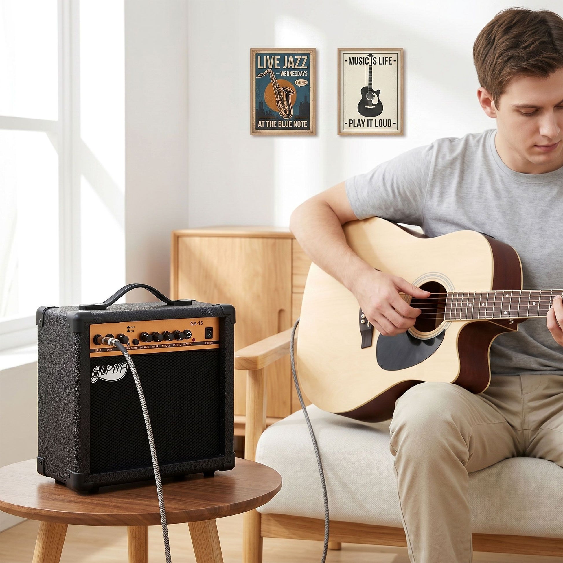 Guitar Amplifier | Alpha 20W Portable 3 - Band EQ | Black - Audio & Video > Musical Instrument & Accessories > Guitars - Fosmore