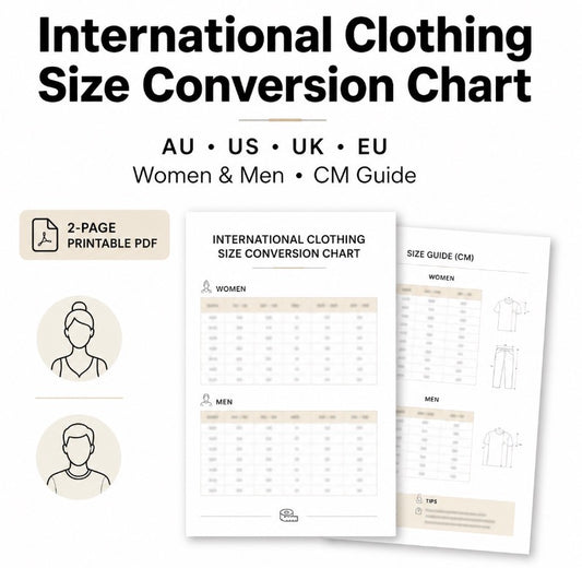 International Clothing Size Conversion Chart (Digital Download) - Fosmore