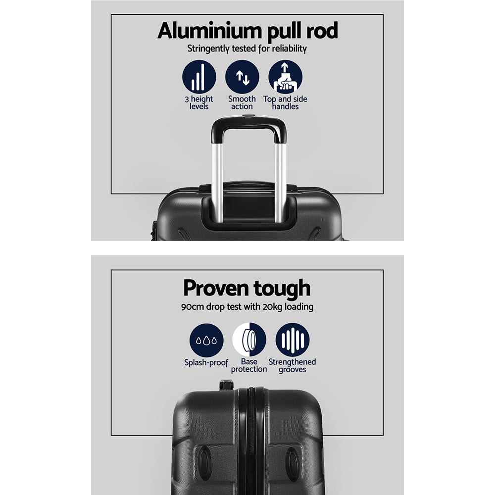 Wanderlite 20" 55cm Luggage Trolley Travel Suitcase Set Hard Case Lightweight Strap. Aluminium pull rod.