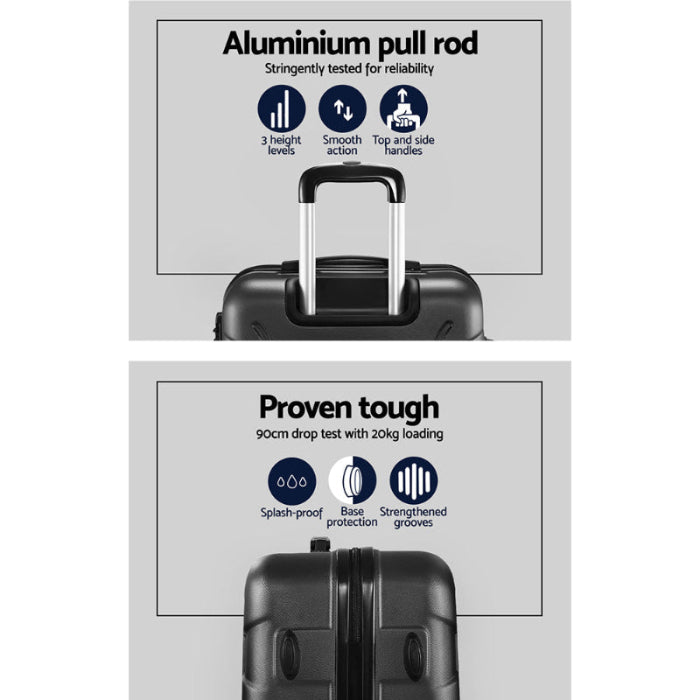 Wanderlite 28" 75cm Luggage Trolley Travel Suitcase Set TSA Hard Case Lightweight Strap. Aluminium pull rod.