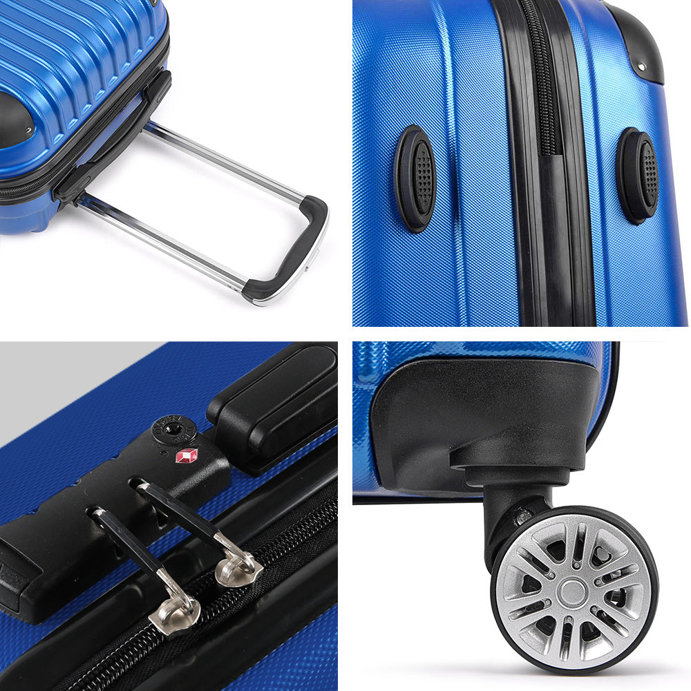 Wanderlite 75cm Luggage Trolley Travel Suitcase Set Carry On Hard Case TSA Lock Lightweight Blue