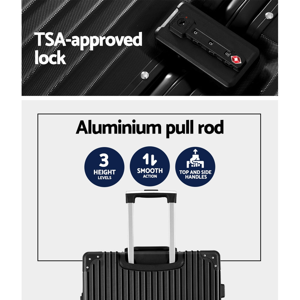 TSA approved lock, aluminium pull rod