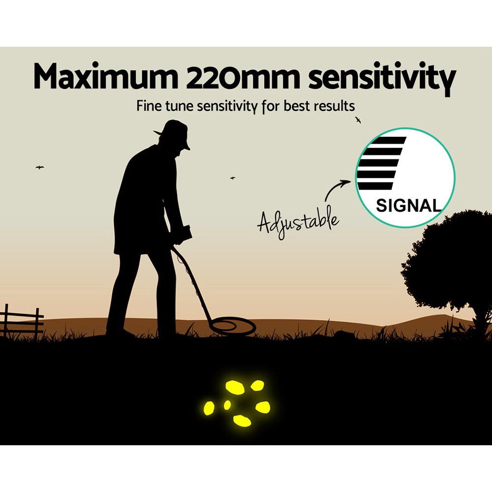 Metal Detector | 220MM Deep Sensitive Waterproof Treasure Hunter Gold Digger | Black - > Metal Detectors - Fosmore
