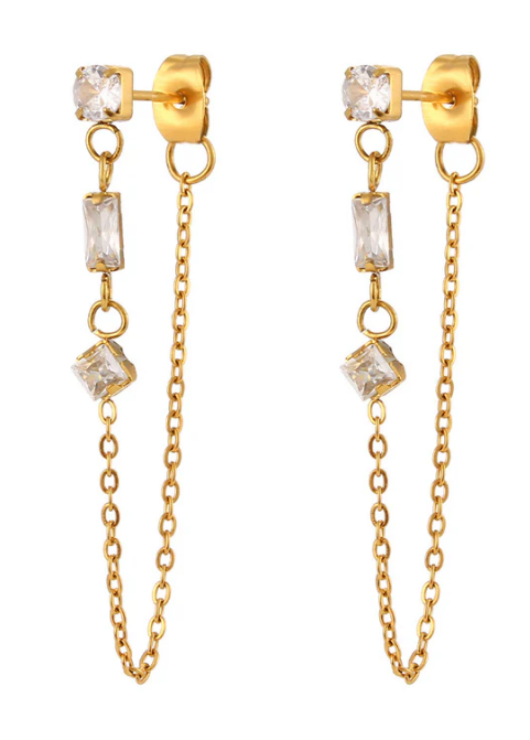 Earrings | Single chain bling earring – Tarnish Proof Jewellery
