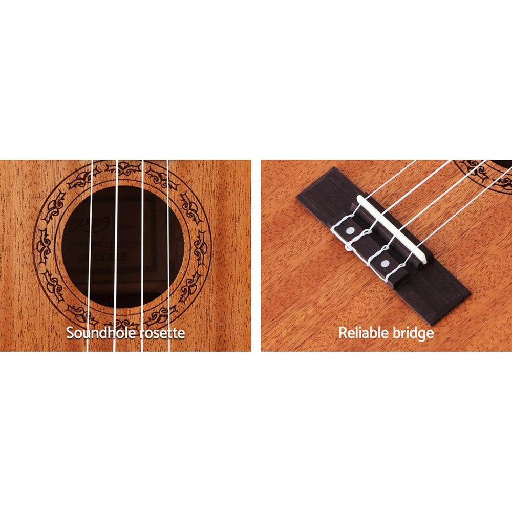 Alpha 26" Ukulele Natural Mahogany Tenor Beginner Gift. Soundhole rosette, reliable bridge.