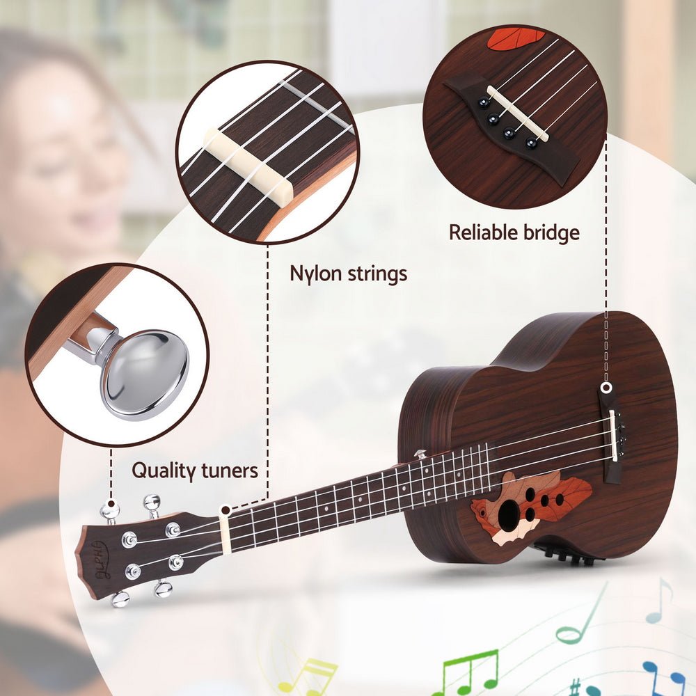 Ukulele | Alpha 30 - Inch Electric Ukulele with EQ | Ebony Top - Audio & Video > Musical Instrument & Accessories > Guitars - Fosmore
