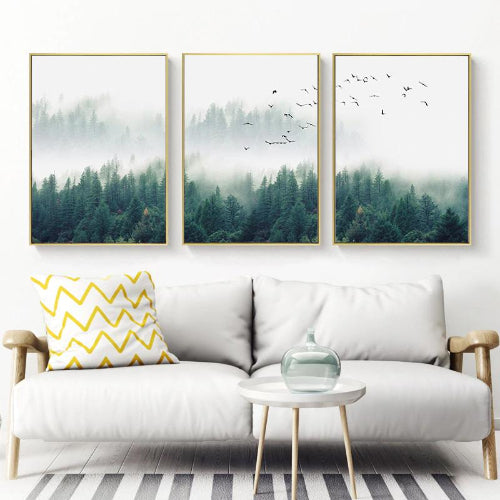 Wall Art 40cmx60cm Mystical Forest  3 Sets Gold Frame Canvas