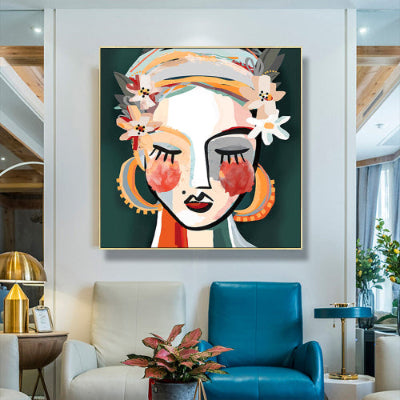 Sophie II | Gold Frame Canvas Print | 100cmx100cm