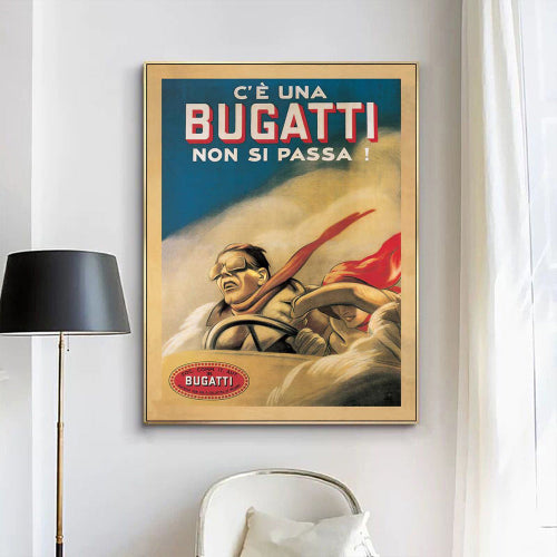 Bugatti | Gold Frame Canvas Print | 90cmx135cm