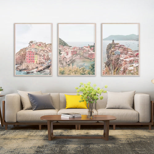 Wall Art 40cmx60cm Italy Cinque Terre 3 Sets Wood Frame Canvas