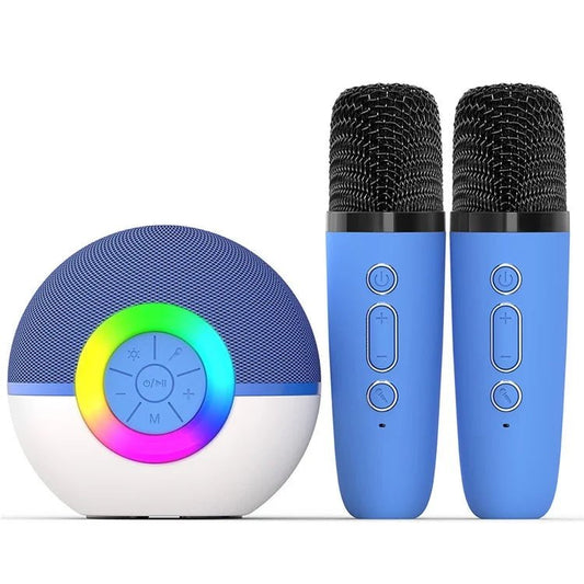Mini Karaoke Machine & 2x Wireless Microphones Portable Bluetooth Speaker Blue  > Speakers > Bluetooth Speakers - Fosmore