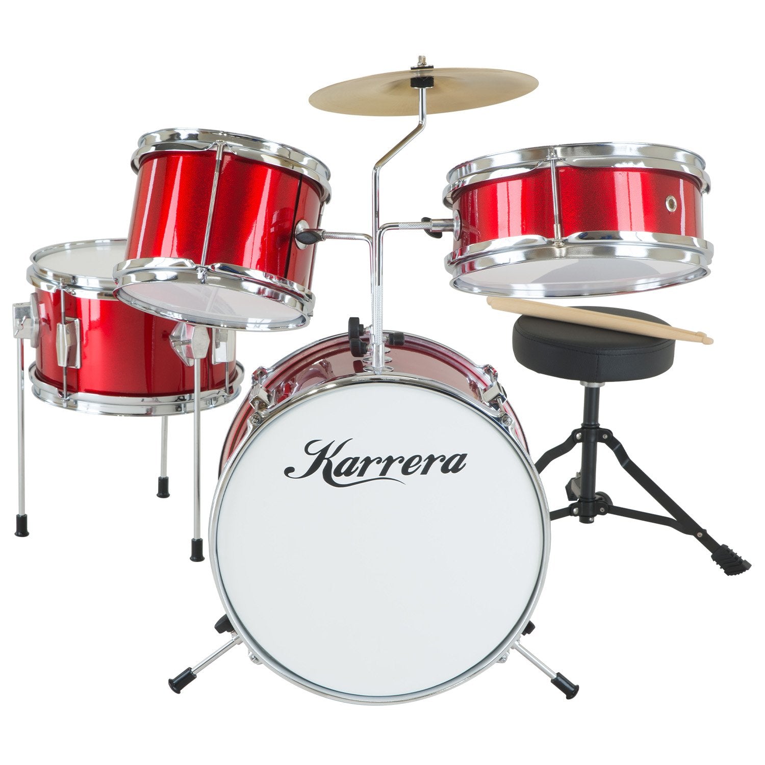 Kids Drum Kit | Karrera Children's 4pc Drum Kit | Red - Audio & Video > Musical Instrument & Accessories > Drums - Fosmore