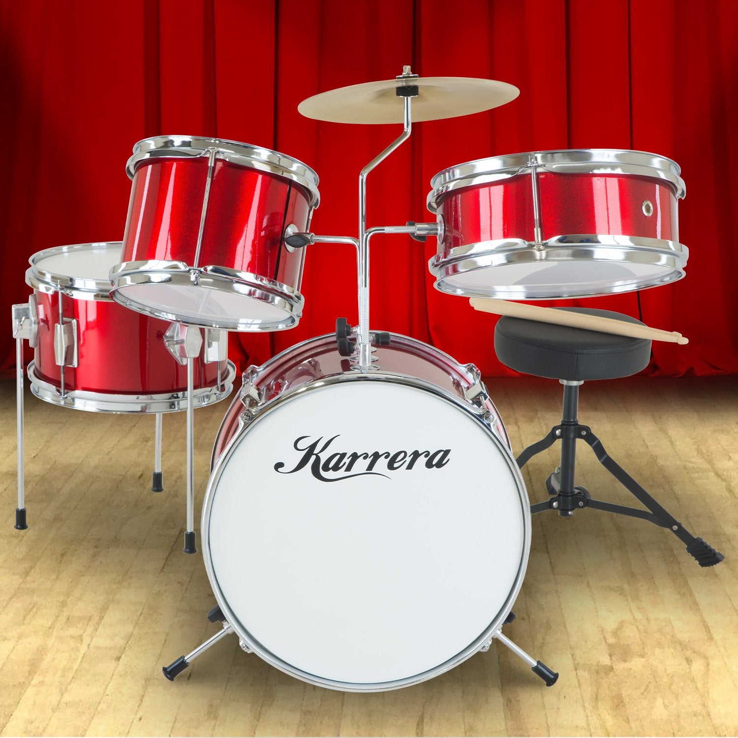 Kids Drum Kit | Karrera Children's 4pc Drum Kit | Red - Audio & Video > Musical Instrument & Accessories > Drums - Fosmore