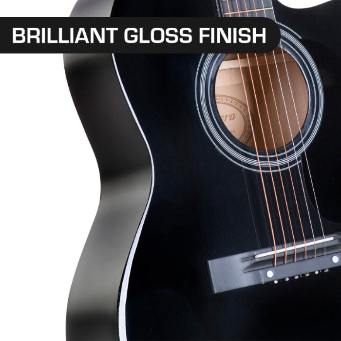 Karrera Acoustic Cutaway 40in Guitar | Black, gloss finish.