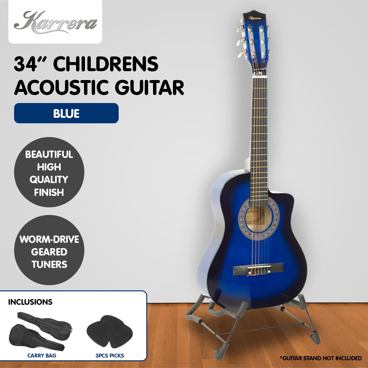Kids Guitar | Karrera Acoustic Beginner Guitar for Children | Blue - > Musical Instrument & Accessories > Guitars - Fosmore