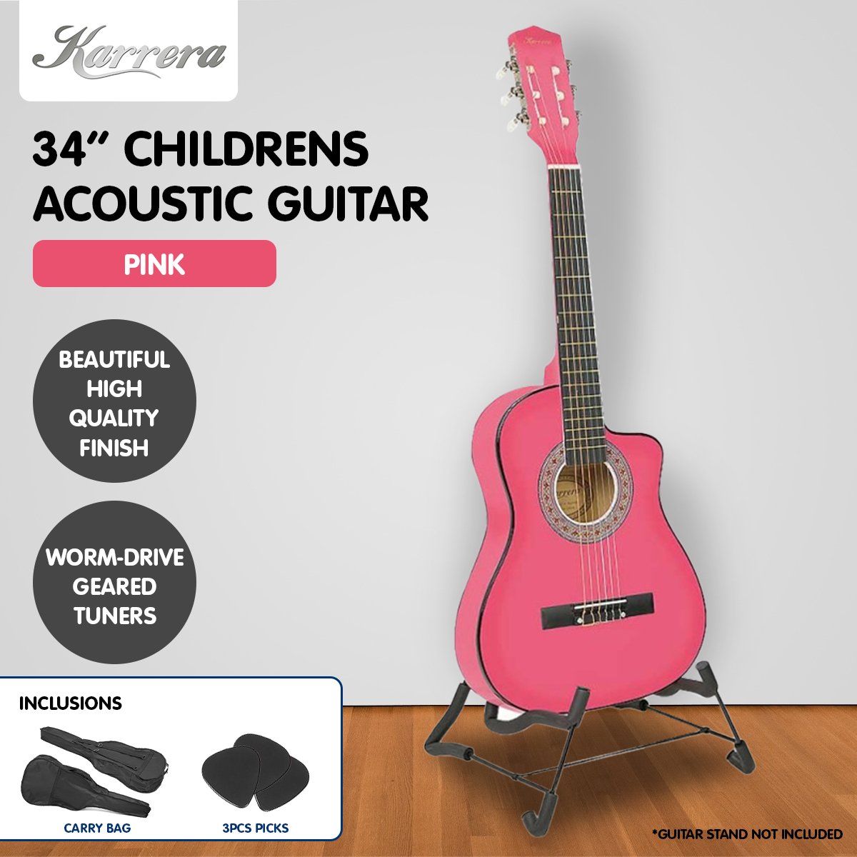 Kids Guitar | Karrera Acoustic Beginner Guitar for Children | Pink -> Musical Instrument & Accessories > Guitars - Fosmore