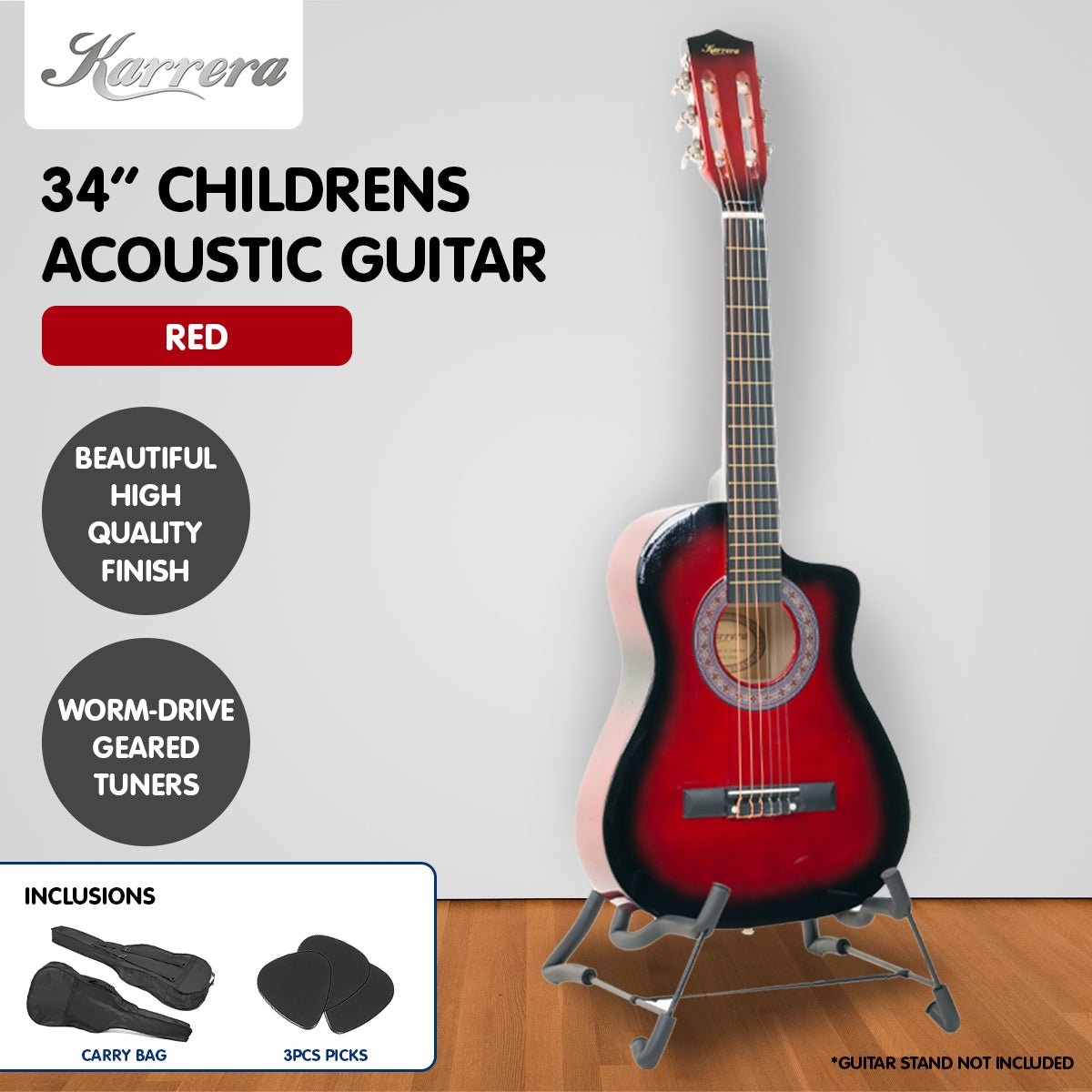 Kids Guitar | Karrera Acoustic Beginner Guitar for Children | Red -> Musical Instrument & Accessories > Guitars - Fosmore