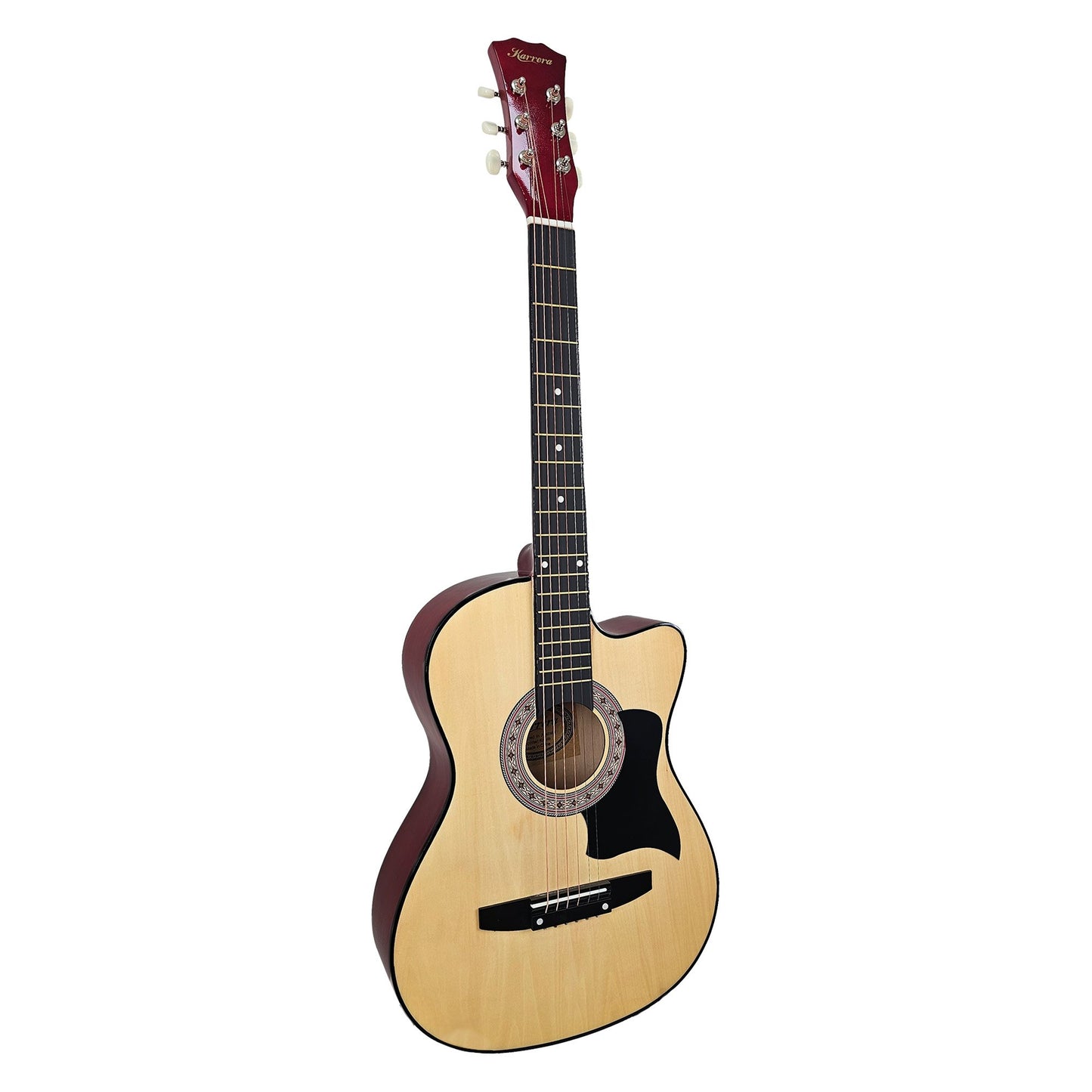 Karrera 38in Cutaway Acoustic Guitar with guitar bag - Natural - Audio & Video > Musical Instrument & Accessories > Guitars - Fosmore