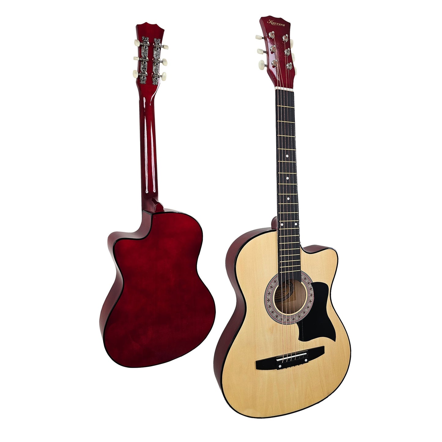 Karrera 38in Cutaway Acoustic Guitar with guitar bag - Natural - Audio & Video > Musical Instrument & Accessories > Guitars - Fosmore