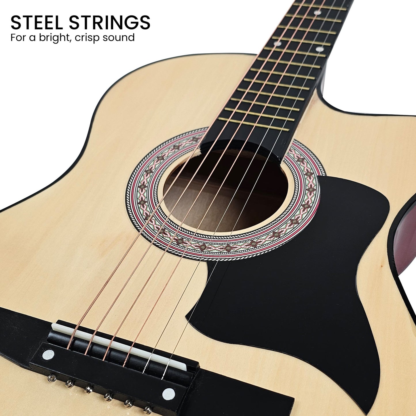 Karrera 38in Cutaway Acoustic Guitar with guitar bag - Natural - Audio & Video > Musical Instrument & Accessories > Guitars - Fosmore