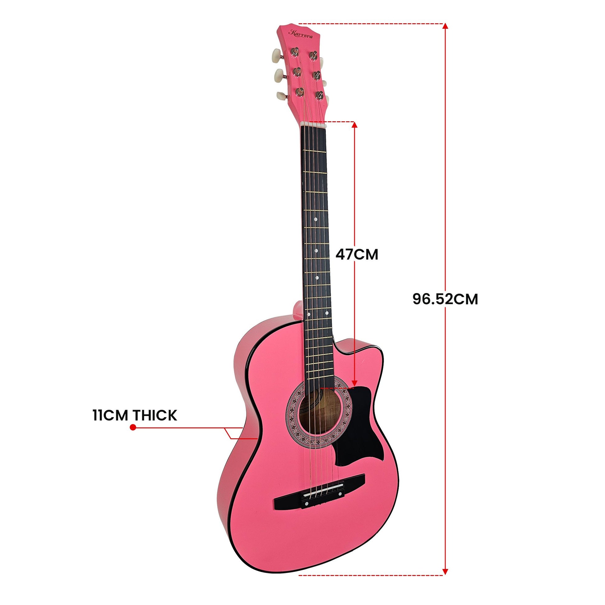Karrera 38in Cutaway Acoustic Guitar with guitar bag - Pink - Audio & Video > Musical Instrument & Accessories > Guitars - Fosmore