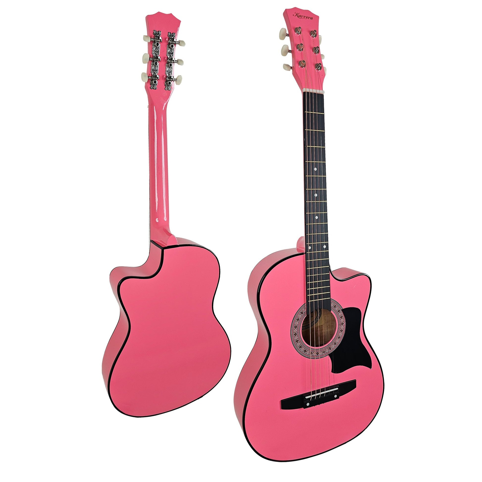 Karrera 38in Cutaway Acoustic Guitar with guitar bag - Pink - Audio & Video > Musical Instrument & Accessories > Guitars - Fosmore
