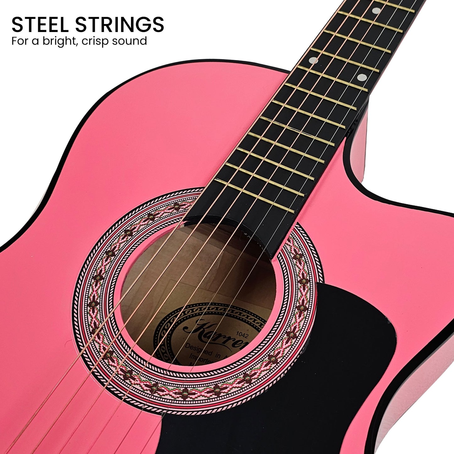 Karrera 38in Cutaway Acoustic Guitar with guitar bag - Pink - Audio & Video > Musical Instrument & Accessories > Guitars - Fosmore