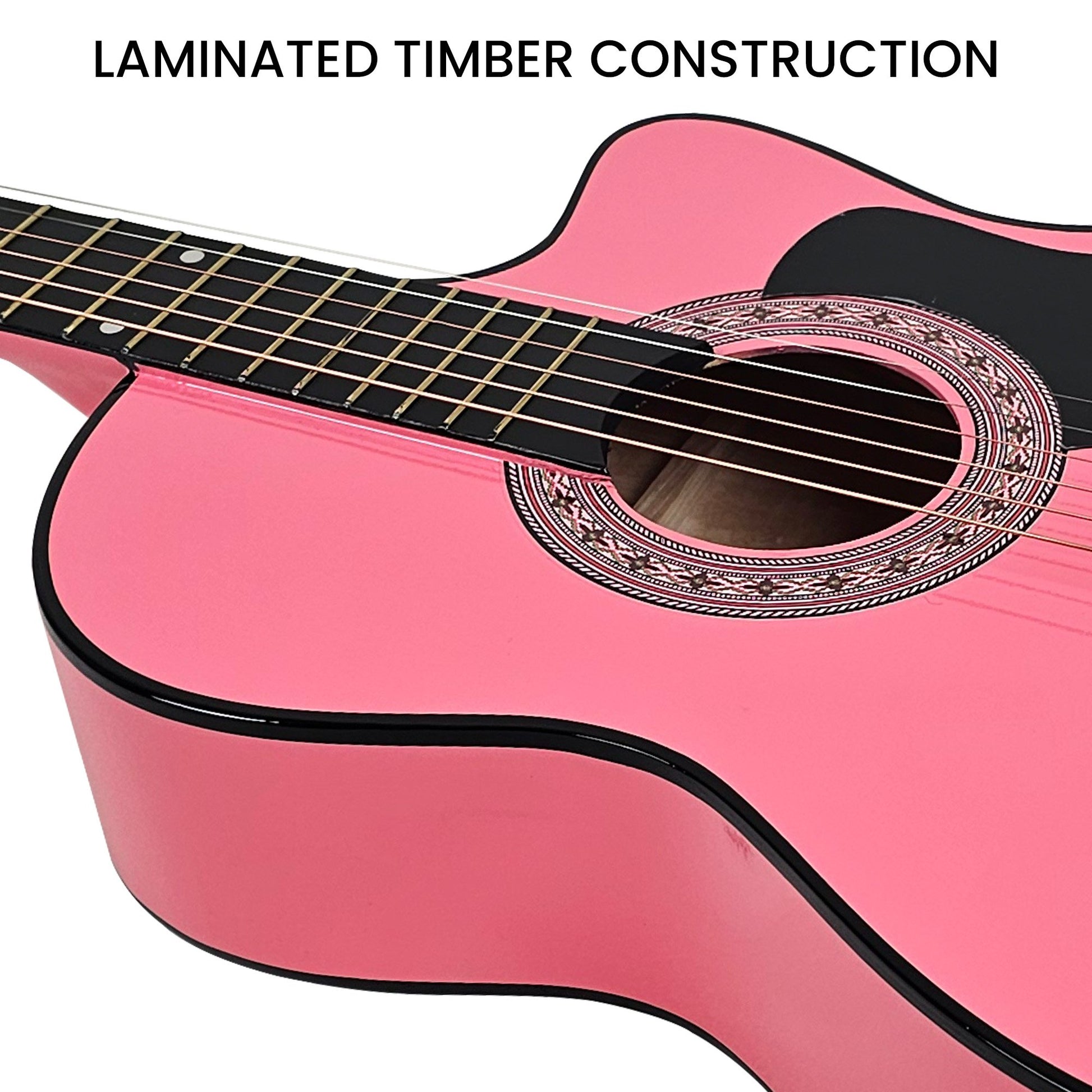 Karrera 38in Cutaway Acoustic Guitar with guitar bag - Pink - Audio & Video > Musical Instrument & Accessories > Guitars - Fosmore