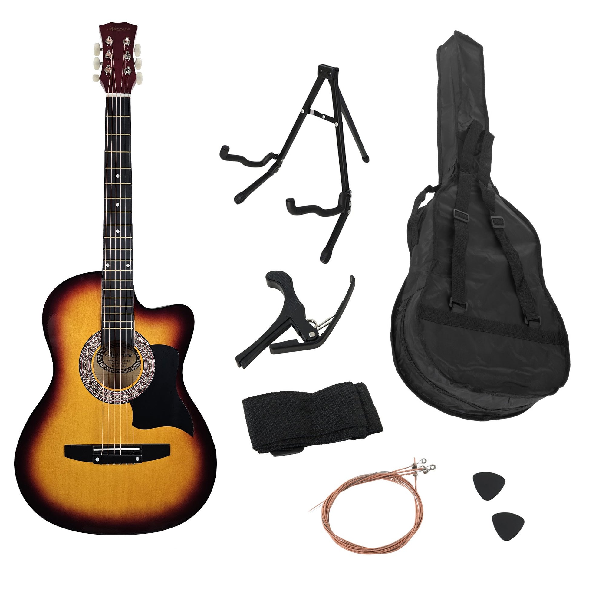 Acoustic Guitar | Karrera 38 Inch Pro Cutaway | Steel Strings | Sunburst - Audio & Video > Musical Instrument & Accessories > Guitars - Fosmore
