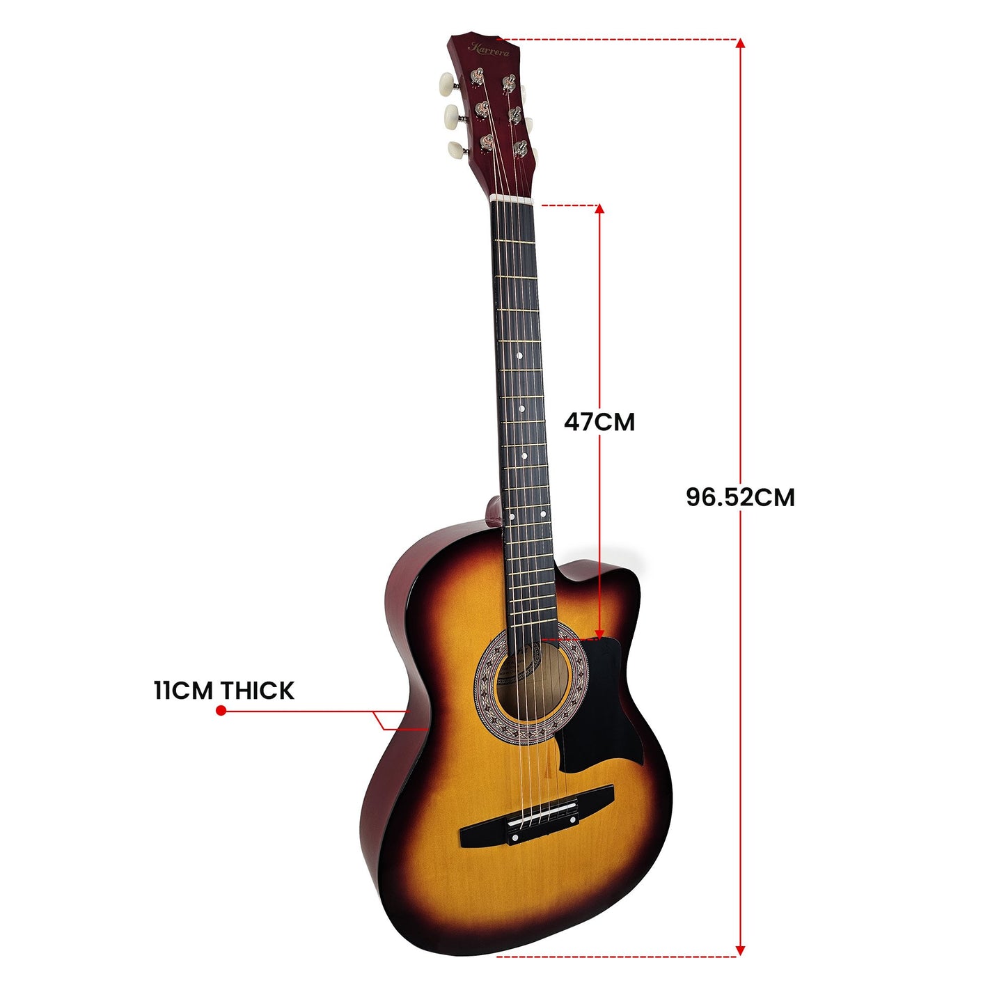 Acoustic Guitar | Karrera 38 Inch Pro Cutaway | Steel Strings | Sunburst - Audio & Video > Musical Instrument & Accessories > Guitars - Fosmore
