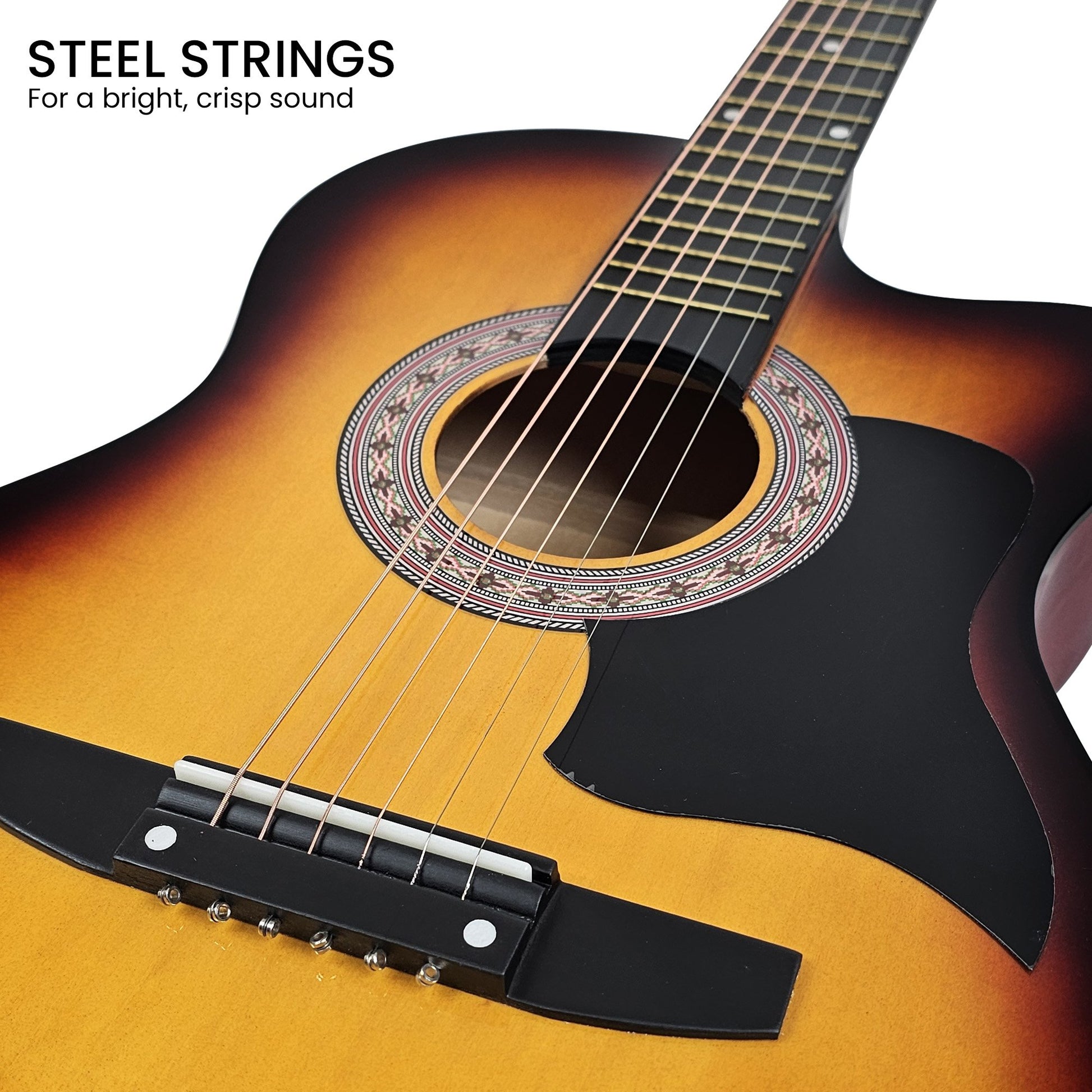 Acoustic Guitar | Karrera 38 Inch Pro Cutaway | Steel Strings | Sunburst - Audio & Video > Musical Instrument & Accessories > Guitars - Fosmore