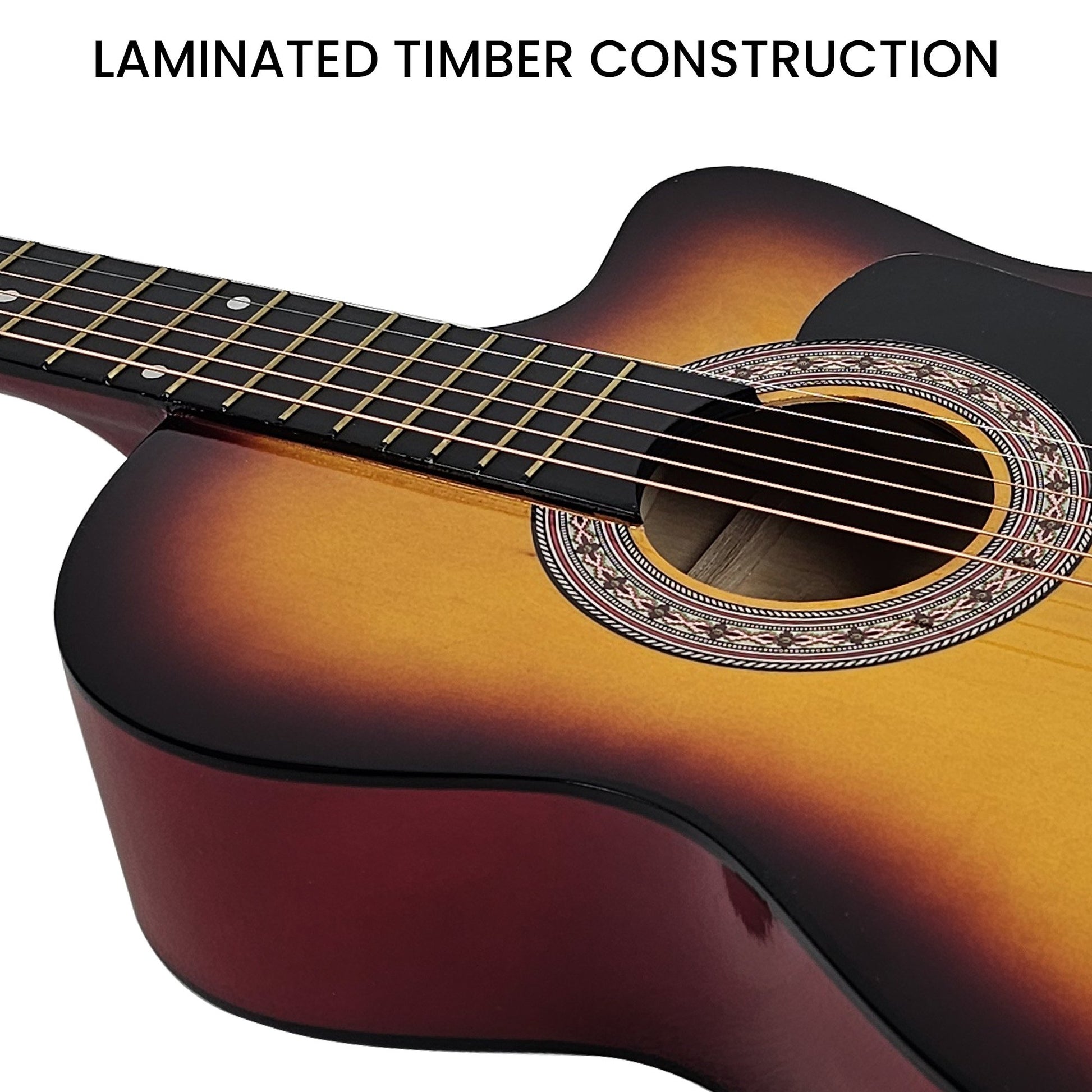Acoustic Guitar | Karrera 38 Inch Pro Cutaway | Steel Strings | Sunburst - Audio & Video > Musical Instrument & Accessories > Guitars - Fosmore