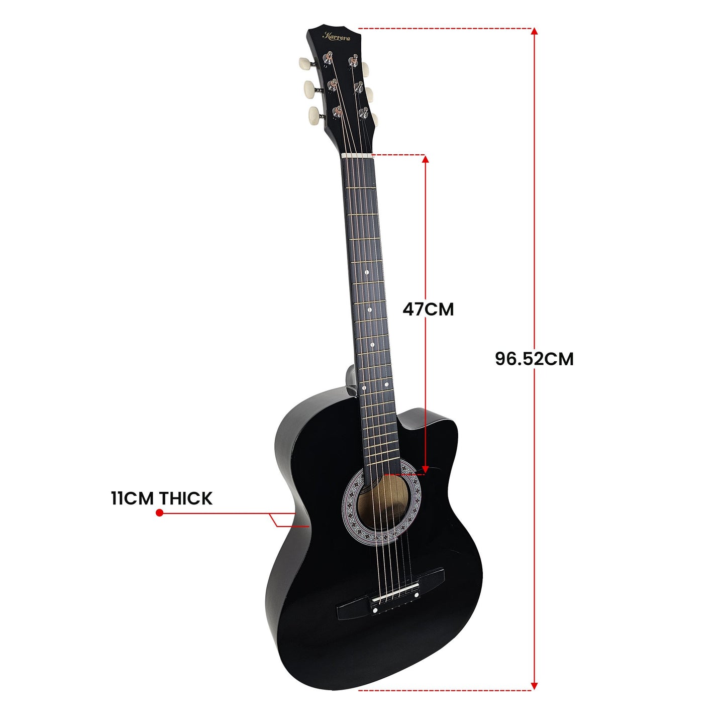 Acoustic Guitar | Karrera 38 Inch Pro Cutaway | Steel Strings | Black - Audio & Video > Musical Instrument & Accessories > Guitars - Fosmore