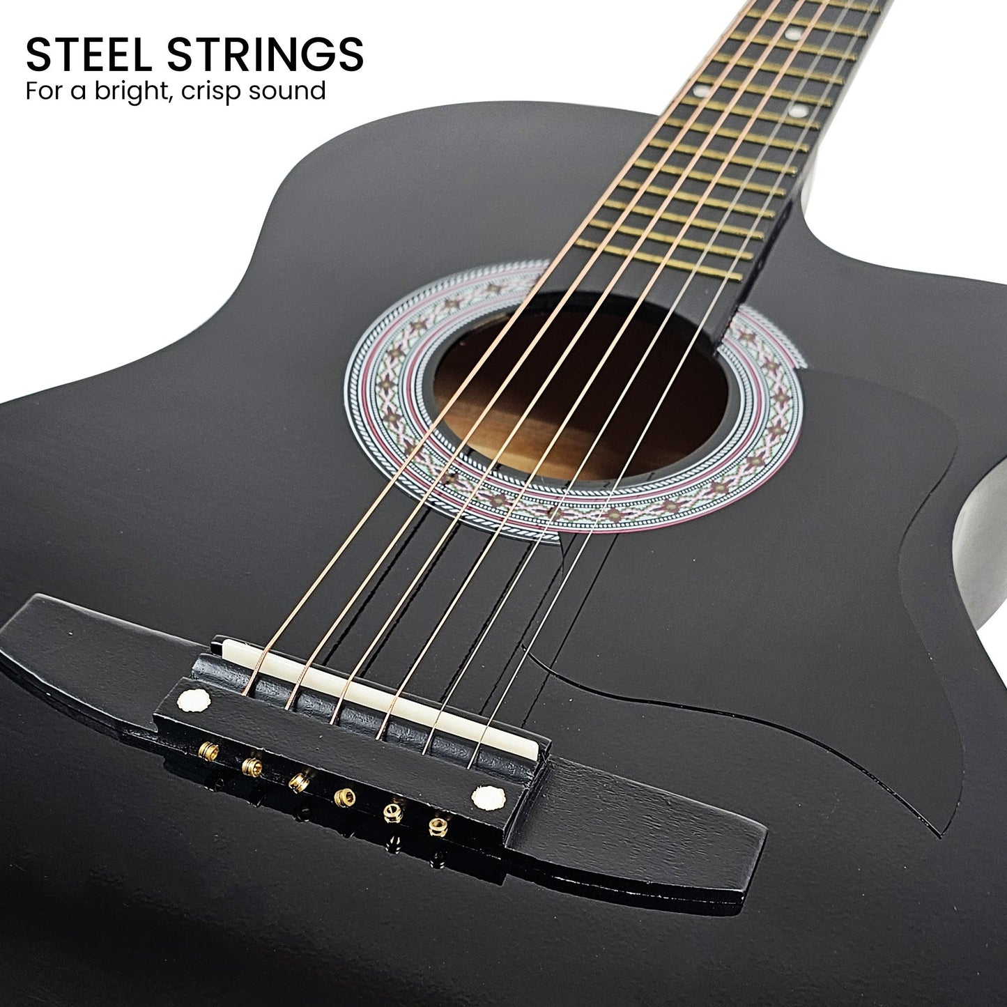 Acoustic Guitar | Karrera 38 Inch Pro Cutaway | Steel Strings | Black - Audio & Video > Musical Instrument & Accessories > Guitars - Fosmore