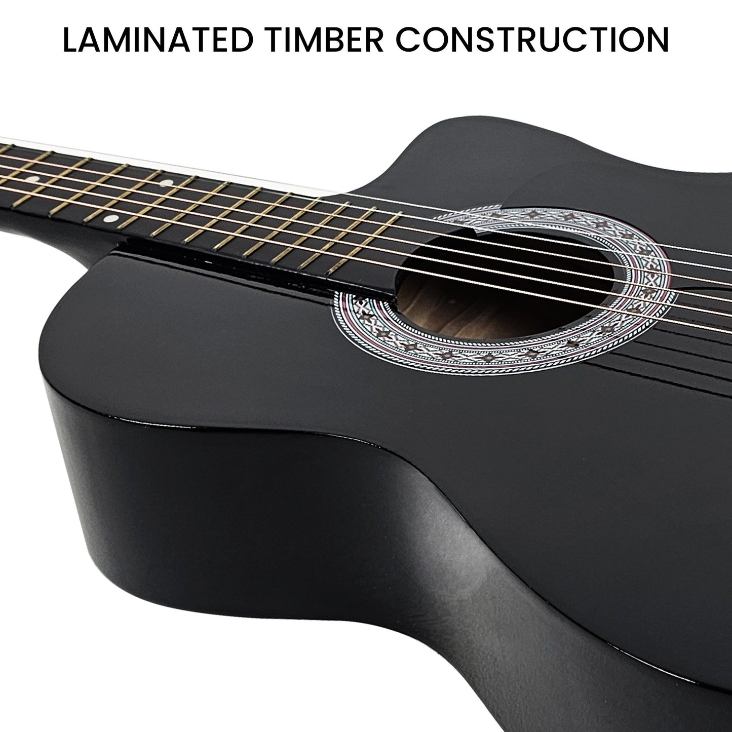 Acoustic Guitar | Karrera 38 Inch Pro Cutaway | Steel Strings | Black - Audio & Video > Musical Instrument & Accessories > Guitars - Fosmore