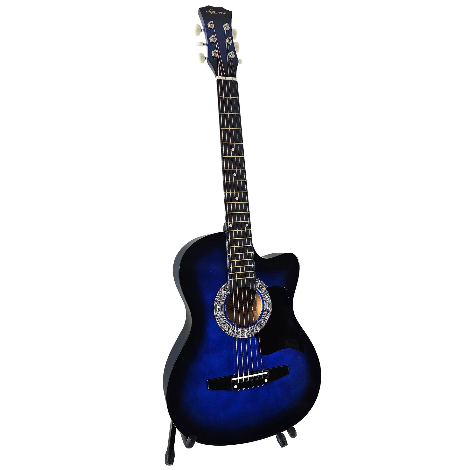 Acoustic Guitar | Karrera 38 Inch Pro Cutaway | Steel Strings | Blue Burst - Audio & Video > Musical Instrument & Accessories > Guitars - Fosmore