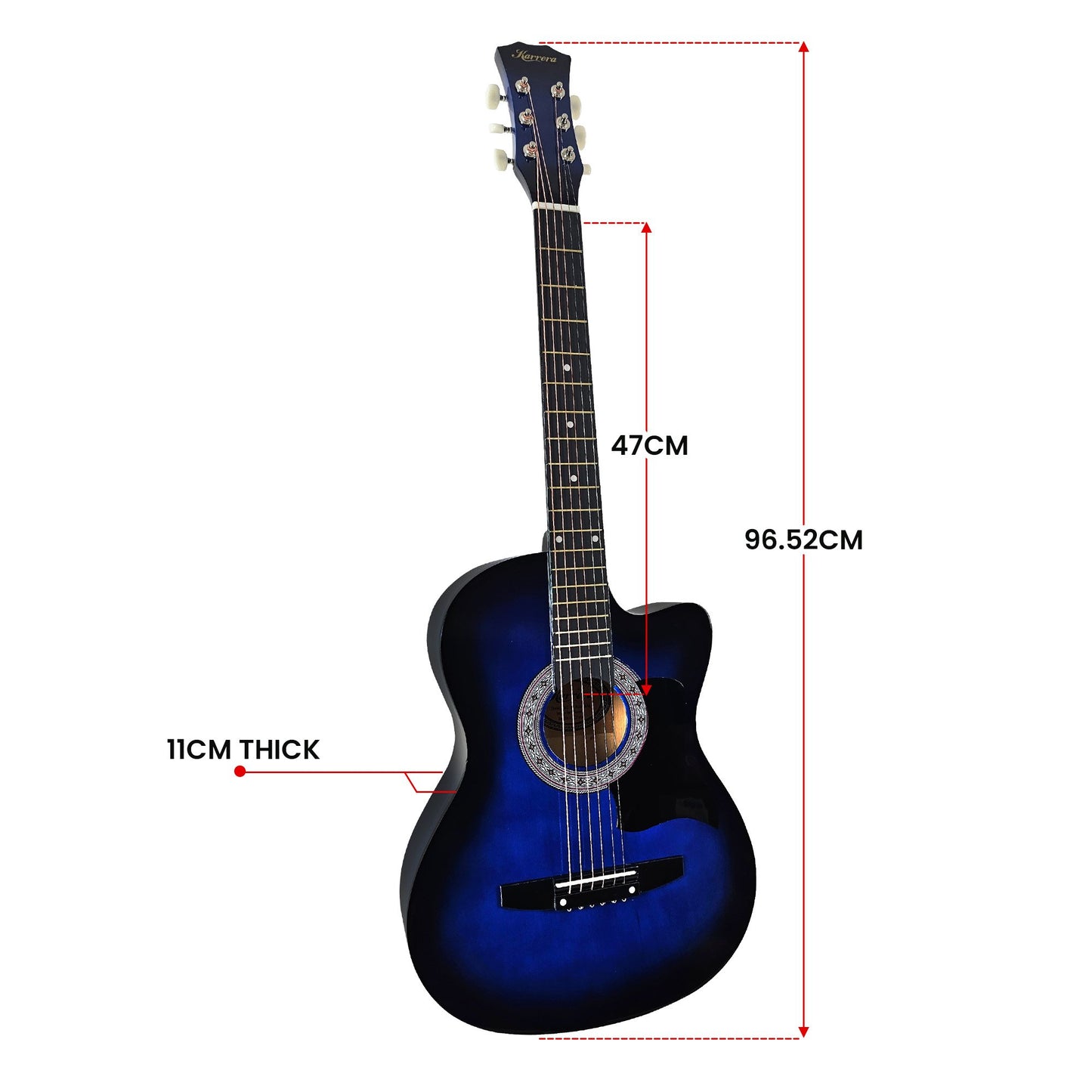 Acoustic Guitar | Karrera 38 Inch Pro Cutaway | Steel Strings | Blue Burst - Audio & Video > Musical Instrument & Accessories > Guitars - Fosmore