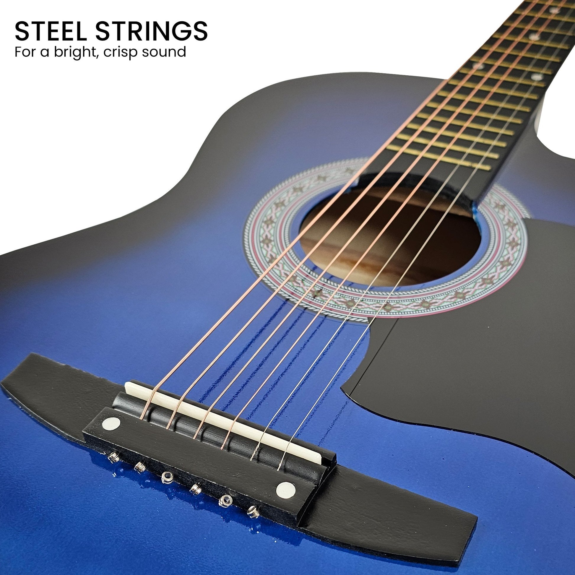 Acoustic Guitar | Karrera 38 Inch Pro Cutaway | Steel Strings | Blue Burst - Audio & Video > Musical Instrument & Accessories > Guitars - Fosmore
