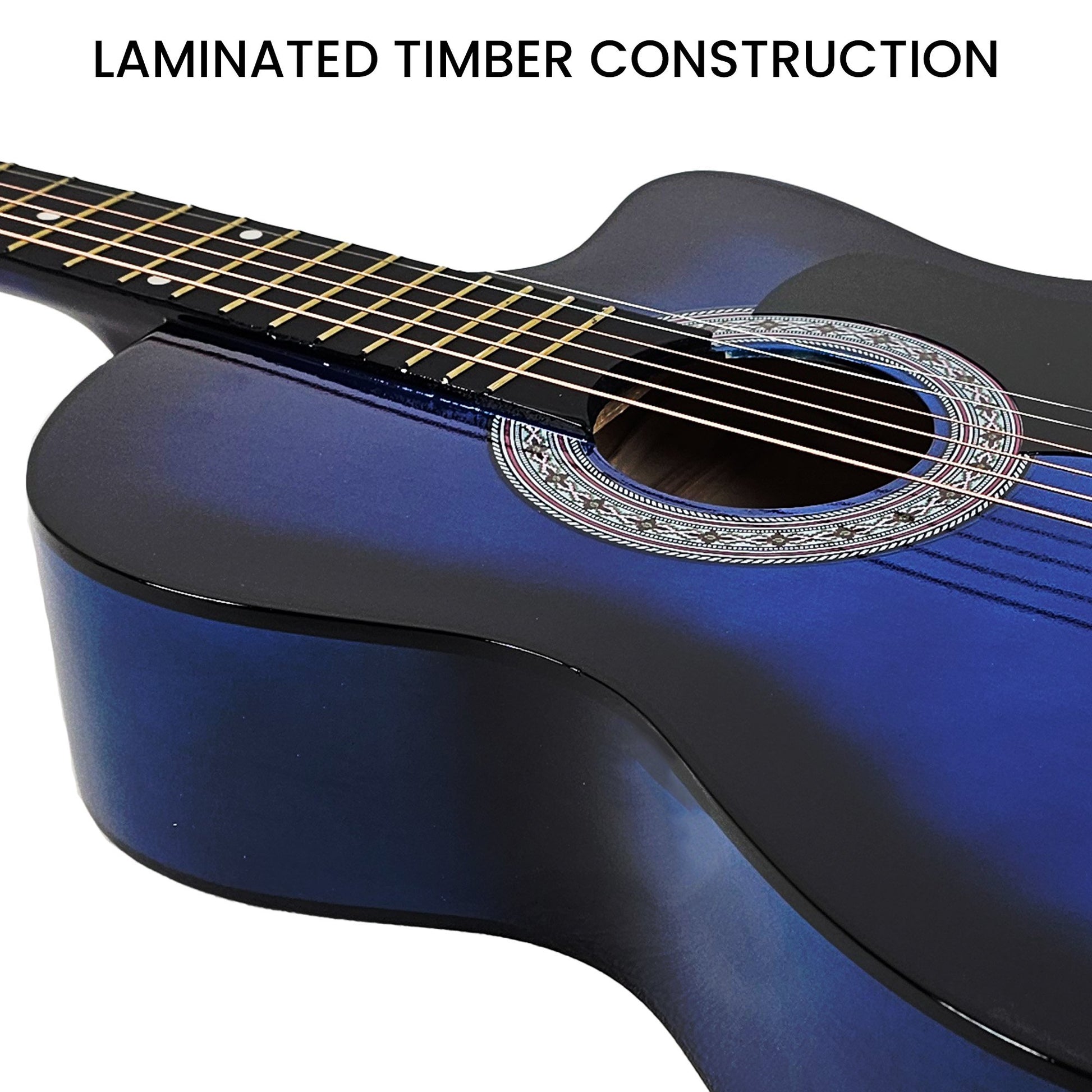 Acoustic Guitar | Karrera 38 Inch Pro Cutaway | Steel Strings | Blue Burst - Audio & Video > Musical Instrument & Accessories > Guitars - Fosmore