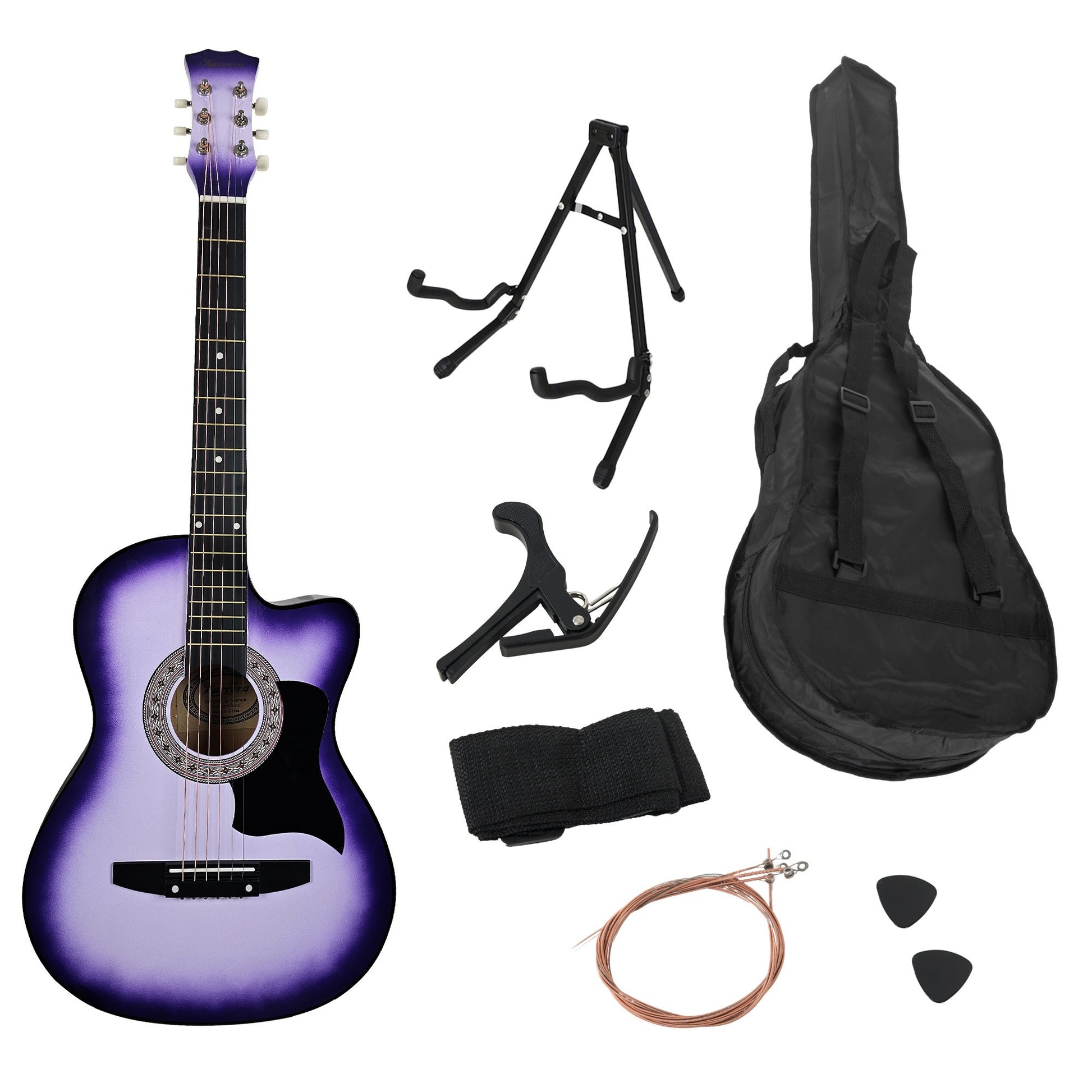 Acoustic Guitar | Karrera 38 Inch Pro Cutaway | Steel Strings | Purple Burst - Audio & Video > Musical Instrument & Accessories > Guitars - Fosmore