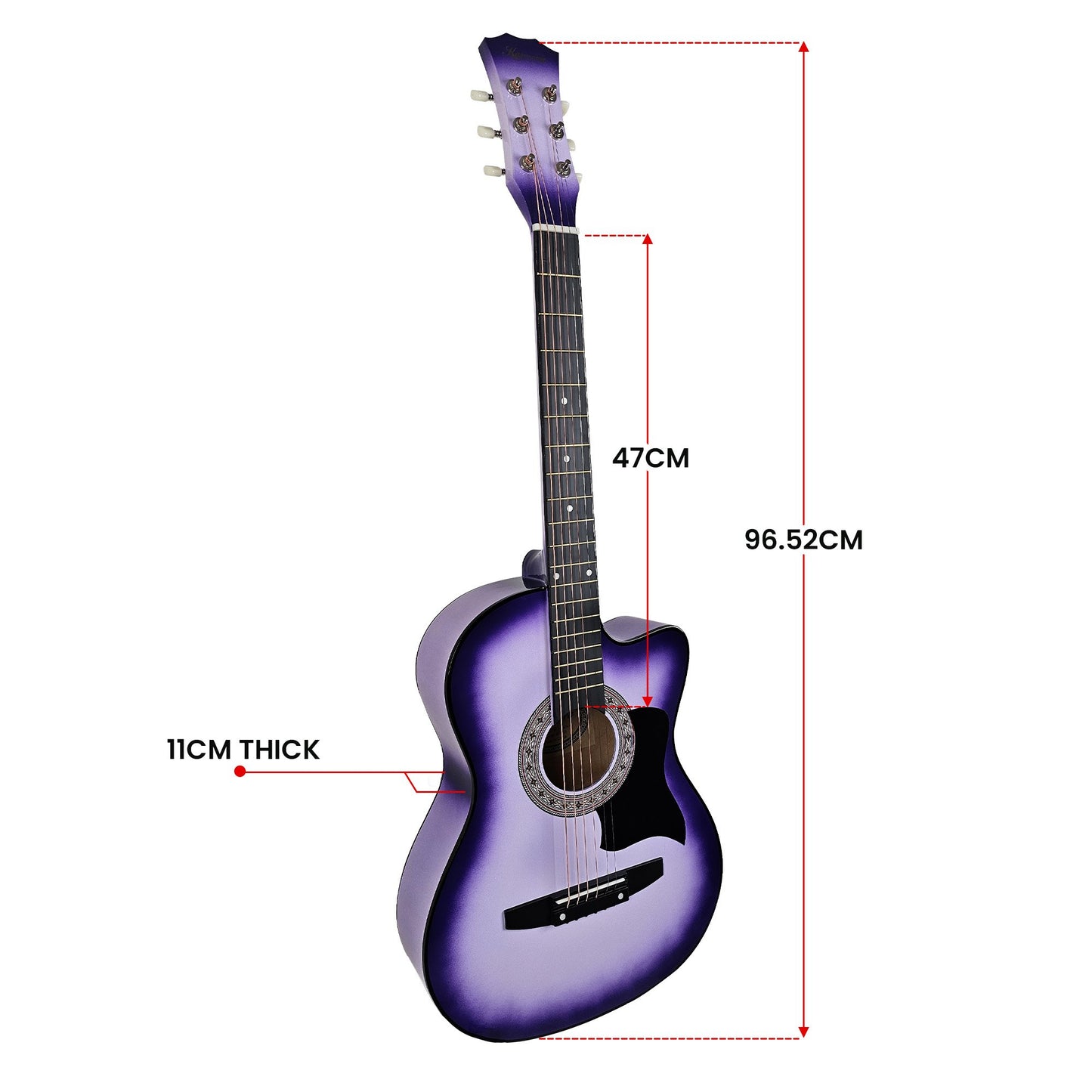 Acoustic Guitar | Karrera 38 Inch Pro Cutaway | Steel Strings | Purple Burst - Audio & Video > Musical Instrument & Accessories > Guitars - Fosmore