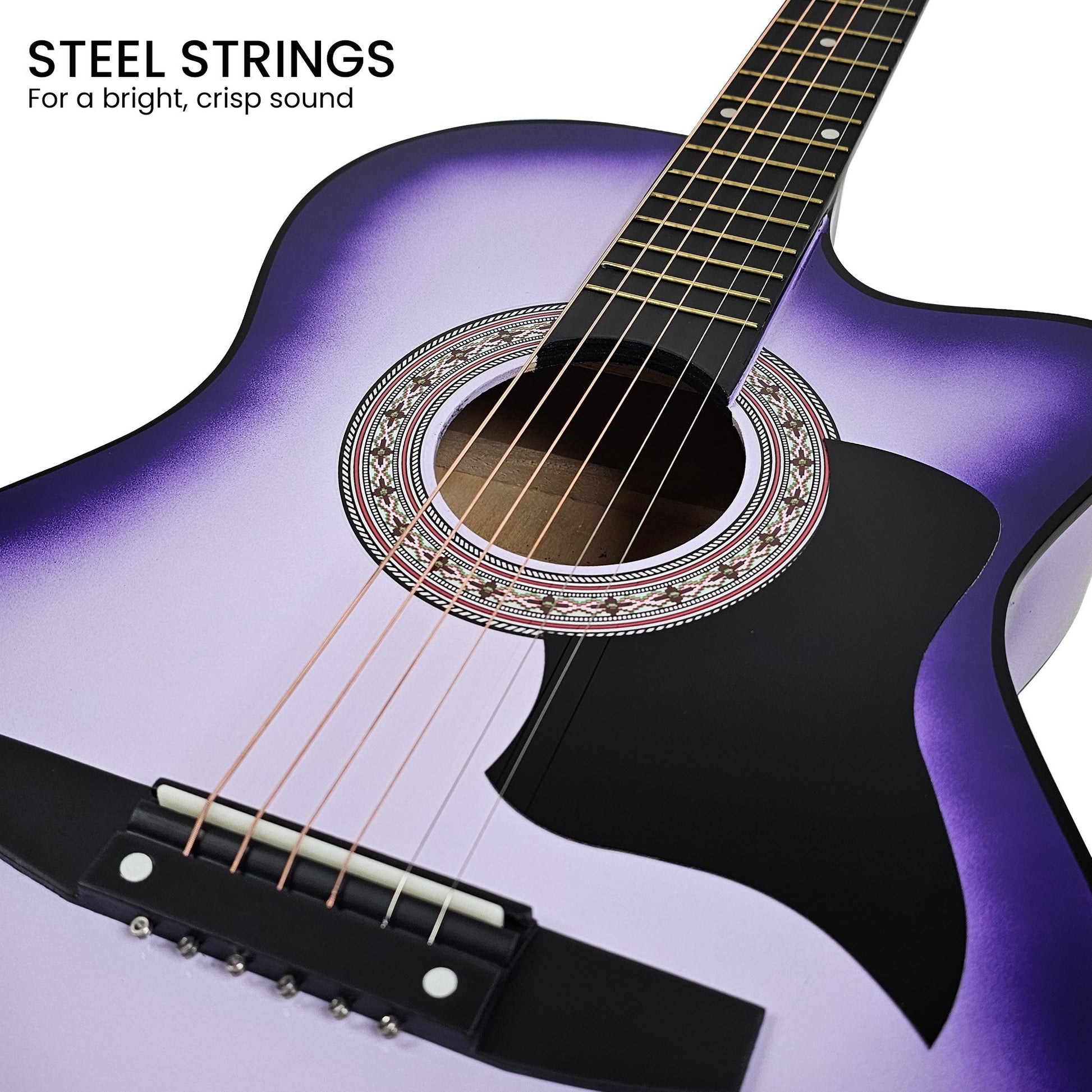 Acoustic Guitar | Karrera 38 Inch Pro Cutaway | Steel Strings | Purple Burst - Audio & Video > Musical Instrument & Accessories > Guitars - Fosmore