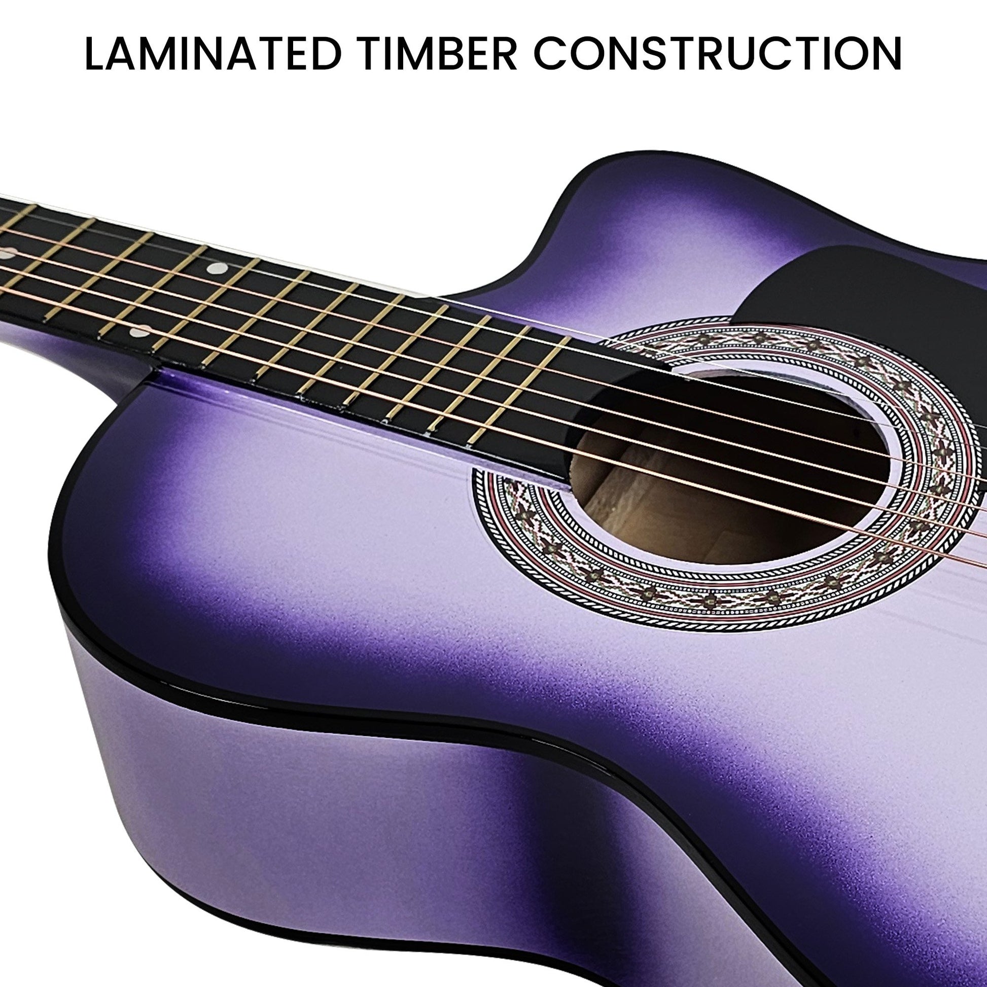 Acoustic Guitar | Karrera 38 Inch Pro Cutaway | Steel Strings | Purple Burst - Audio & Video > Musical Instrument & Accessories > Guitars - Fosmore