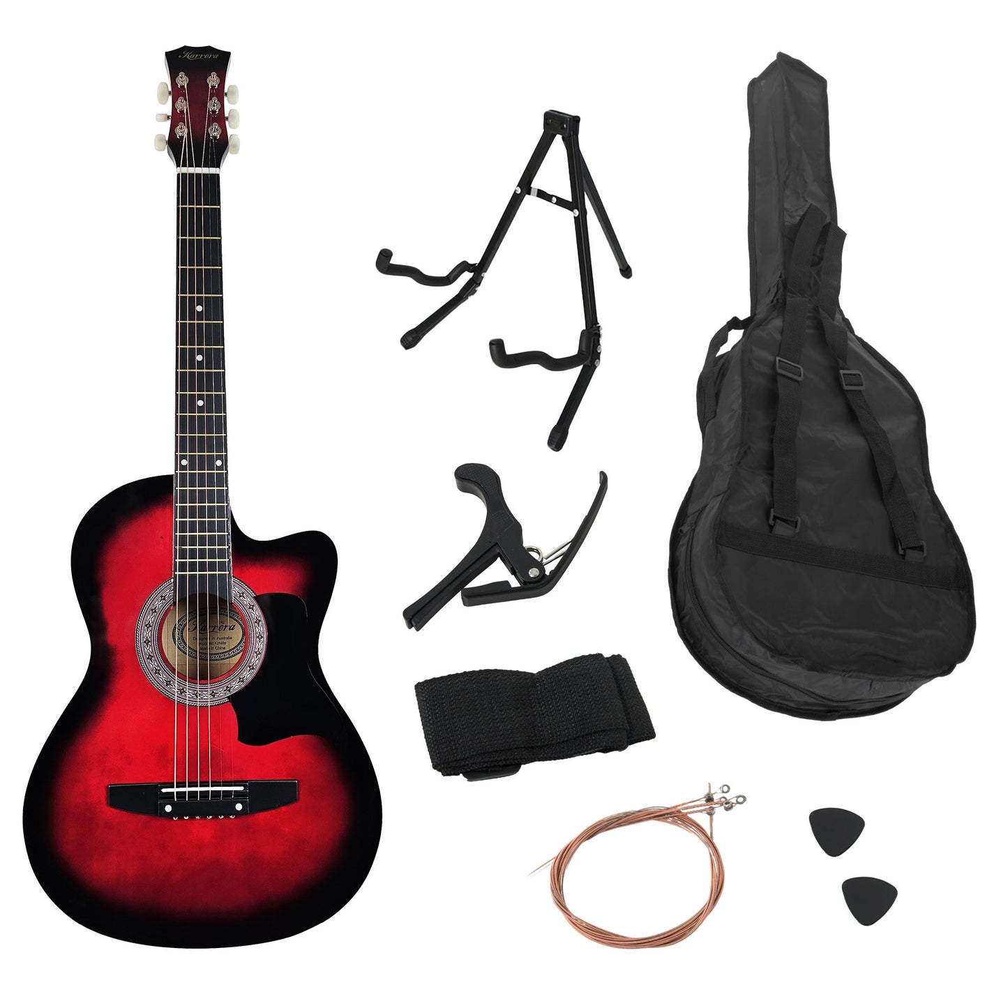 Acoustic Guitar | Karrera 38 Inch Pro Cutaway | Red Burst - Audio & Video > Musical Instrument & Accessories > Guitars - Fosmore